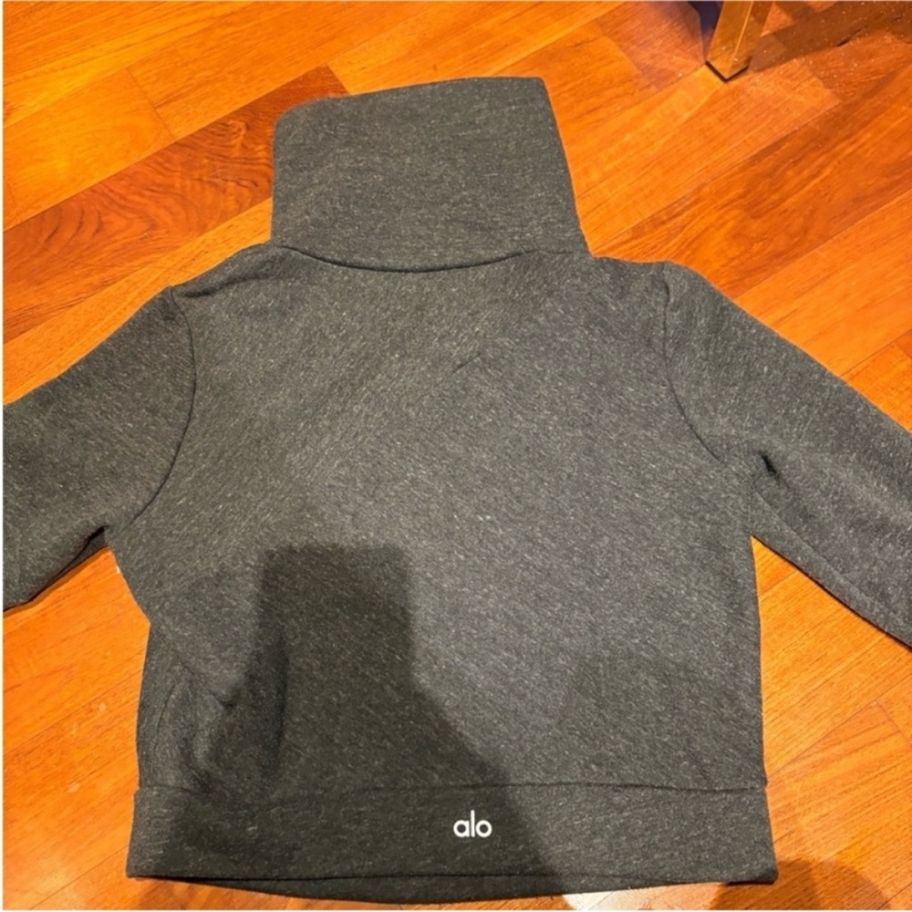 ALO Yoga Charcoal Gray cropped Hoodie